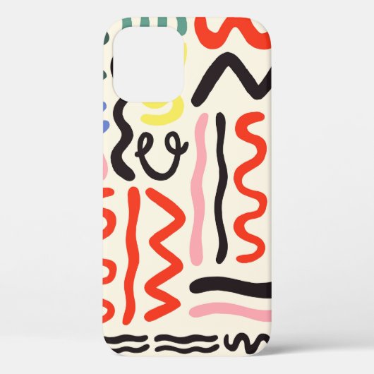 Handgetrokken penseelpatroon, zigzags, lijnen en c Case-Mate iPhone case (Achterkant)