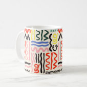 Handgetrokken penseelpatroon, zigzags, lijnen en c koffiemok (Voorkant links)