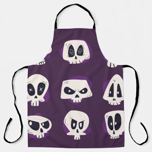 Handgetrokken platte dia de muertos skulls collect schort (Voorkant)