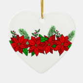  handgetrokken Poinsettias Gepersonaliseerd Keramisch Ornament (Voorkant)