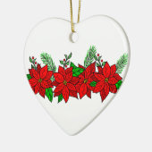  handgetrokken Poinsettias Gepersonaliseerd Keramisch Ornament (Links)