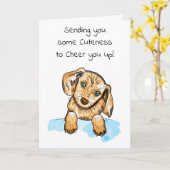 Handgetrokken puppy | Kop je omhoog Kaart (Gele Bloem)