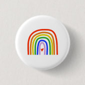 Handgetrokken regenboogkleuren — Wit hart Ronde Button 3,2 Cm (Voorkant)