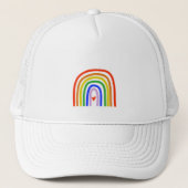 Handgetrokken regenboogkleuren — Wit hart Trucker Pet (Voorkant)
