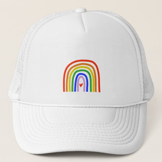 Handgetrokken regenboogkleuren — Wit hart Trucker Pet (Voorkant)