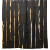 Handgetrokken Roos-gouden strepen op donkergrijs Douchegordijn (Voorkant)