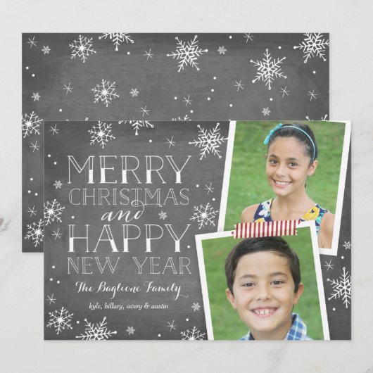 Handgetrokken Snowflakes Collectie Feestdagenkaart (Voorkant / Achterkant)