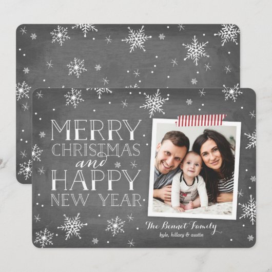 Handgetrokken Snowflakes Collectie Feestdagenkaart (Voorkant / Achterkant)