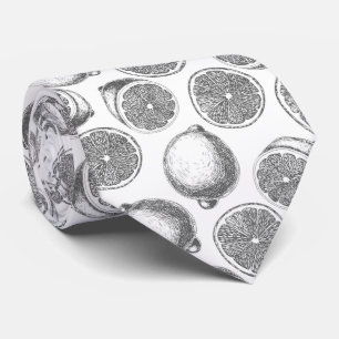 Handgetrokken stropdas citroenpatroon