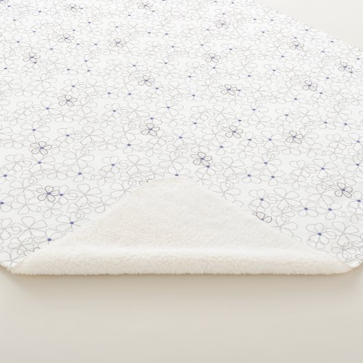 Handgetrokken Taupe White Flower Sherpa Blanket Sherpa Deken (3/4)