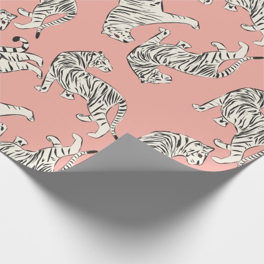 Handgetrokken tijger naadloos patroon, grote katte cadeaupapier (Hoek)