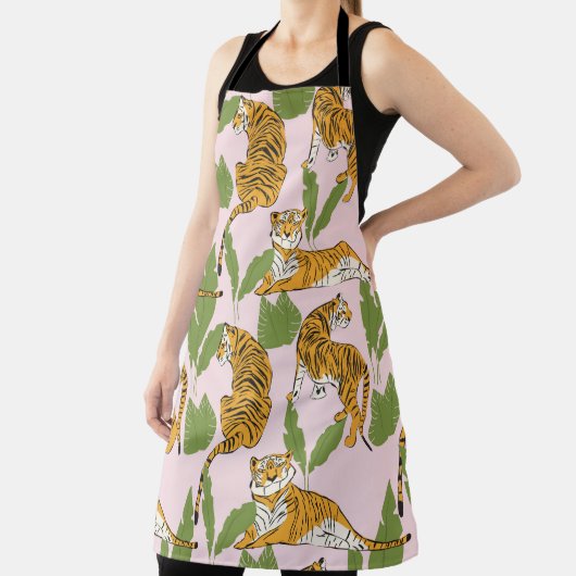 Handgetrokken tijger naadloos patroon, grote katte schort (Insitu)