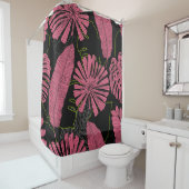 Handgetrokken tropische bladeren. Exotisch plant. Douchegordijn (In situ)