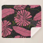 Handgetrokken tropische bladeren. Exotisch plant.  Sherpa Deken (Voorkant (horizontaal))