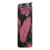 Handgetrokken tropische bladeren. Exotisch plant. Thermosbeker (Gedraaid links)