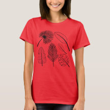 Handgetrokken vloeren Doodles Red Black Planten T-
