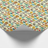 Handgetrokken voedingsmiddelen en keukengereedscha cadeaupapier (Hoek)