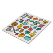 Handgetrokken voedingsmiddelen en keukengereedscha tegeltje (Zijkant)