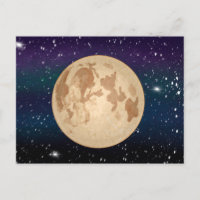 Handgetrokken volle maan en mousserende sterren