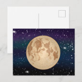 Handgetrokken volle maan en mousserende sterren briefkaart (Voorkant / Achterkant)
