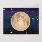 Handgetrokken volle maan en mousserende sterren briefkaart (Voorkant)