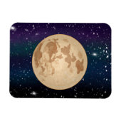Handgetrokken volle maan en mousserende sterren magneet (Horizontaal)