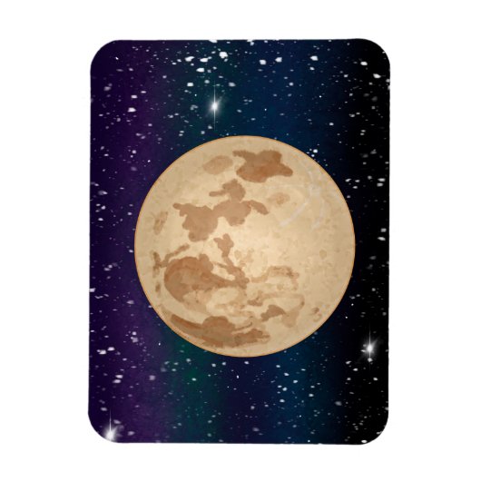 Handgetrokken volle maan en mousserende sterren magneet (Verticaal)
