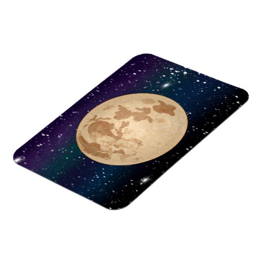 Handgetrokken volle maan en mousserende sterren magneet (Linkerzijde)