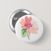 Handgetrokken waterverf bloemknop ronde button 5,7 cm (Voorkant /achterkant)