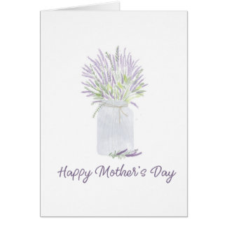 Handgetrokken waterverf lavender jar Happy Moeder