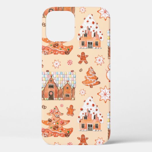Handgetrokken waterverf naadloos gingerb-patroon Case-Mate iPhone case (Achterkant)