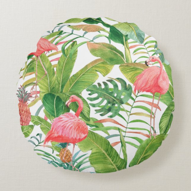 Handgetrokken waterverf naadloos met roze f rond kussen (Voorkant)