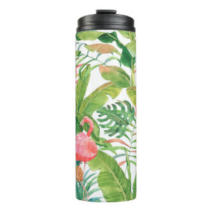 Handgetrokken waterverf naadloos met roze f thermosbeker