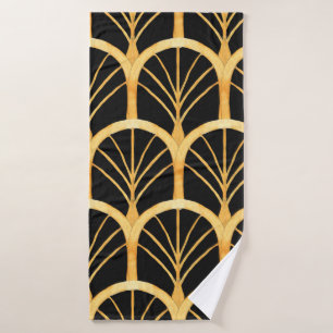 Handgetrokken waterverf naadloos patroon met goud  badhanddoek