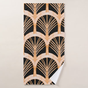 Handgetrokken waterverf naadloos patroon met goud badhanddoek