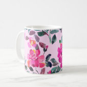 Handgetrokken waterverf opulente rozen. Floral-zee Koffiemok (Voorkant links)