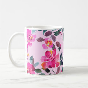 Handgetrokken waterverf opulente rozen. Floral-zee Koffiemok