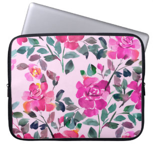 Handgetrokken waterverf opulente rozen. Floral-zee Laptop Sleeve