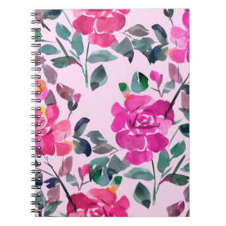 Handgetrokken waterverf opulente rozen. Floral-zee Notitieboek