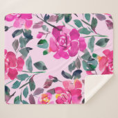 Handgetrokken waterverf opulente rozen. Floral-zee Sherpa Deken (Voorkant (horizontaal))