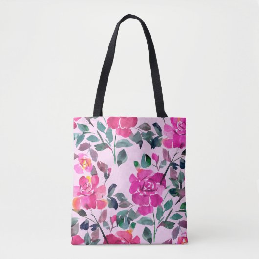 Handgetrokken waterverf opulente rozen. Floral-zee Tote Bag (Voorkant)