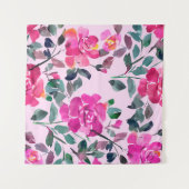 Handgetrokken waterverf opulente rozen. Floral-zee Wandkleed (Voorkant (horizontaal))