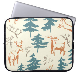 Handgetrokken winter naadloos patroon met hert en  laptop sleeve