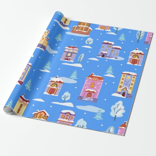 Handgetrokken winter naadloos patroon met schattig cadeaupapier (Uitgerold)