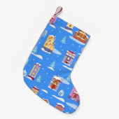 Handgetrokken winter naadloos patroon met schattig kleine kerstsok (Voorkant (Hangend))