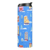 Handgetrokken winter naadloos patroon met schattig thermosbeker (Gedraaid links)