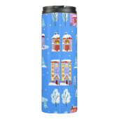 Handgetrokken winter naadloos patroon met schattig thermosbeker (Achterkant)