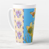 Handgeverfd Blauw Geel Daffodil florale Latte Mok (Linkerhoek)