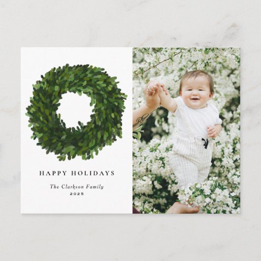 Handgeverfd Boxwood Prettige feestdagen Foto (Voorkant)