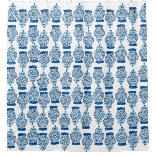 Handgeverfd Ginger Jar Shower Curtain Douchegordijn (Voorkant)